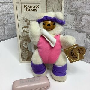 Robert Raikes Bear Angie Aerobics Wood Face Numbered Collectible Jointed 8” NIB